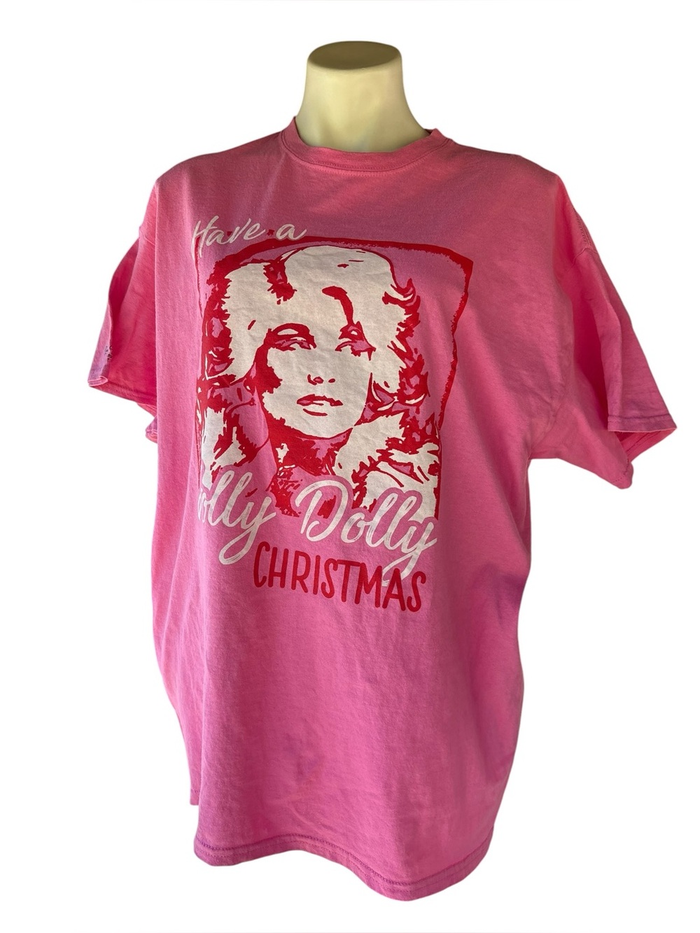 Holly Dolly Christmas T Shirt Pink Dolly Parton Graphic Tee Size XL